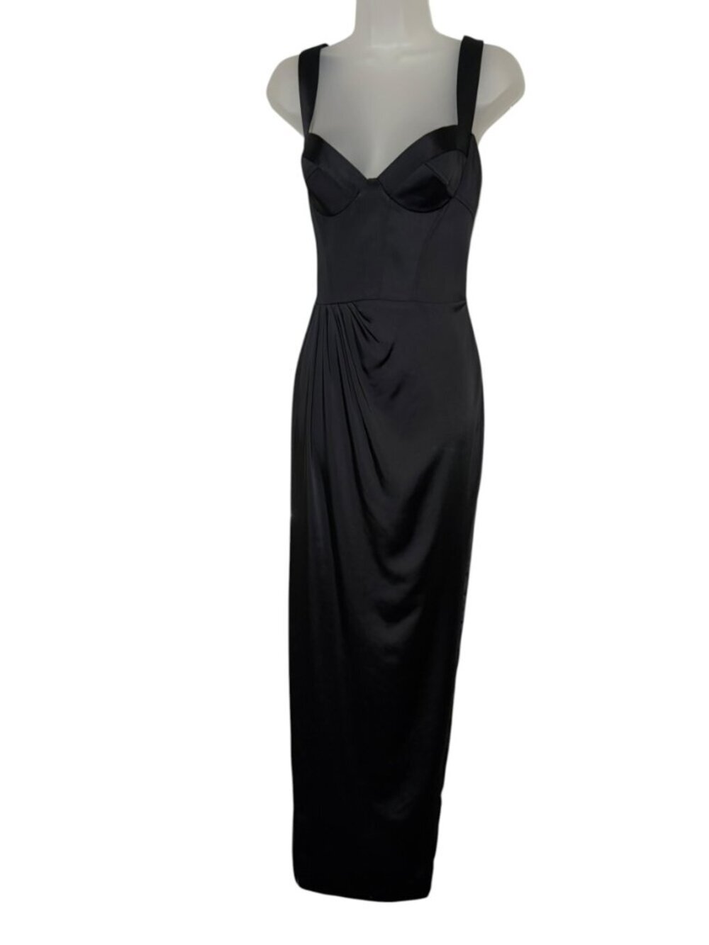 Marchesa Notte Black Satin Bustier Gown Slit Size 6 NWT - Picture 2 of 9